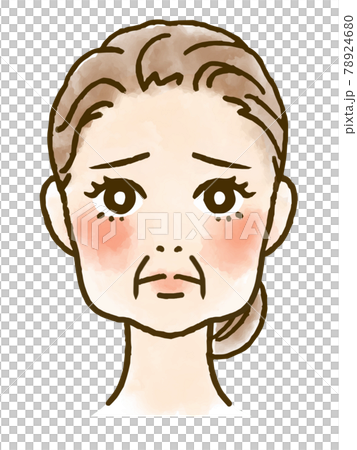 たるみに悩む女性の顔イラスト 78924680
