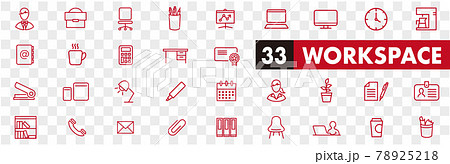 working place icons of freelance line vector set 78925218