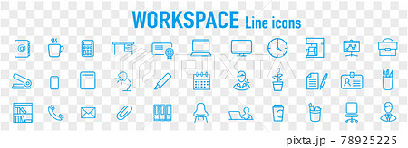 working place icons of freelance line vector set 78925225
