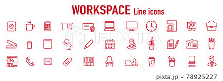 working place icons of freelance line vector set working place icons of freelance line vector set 78925227