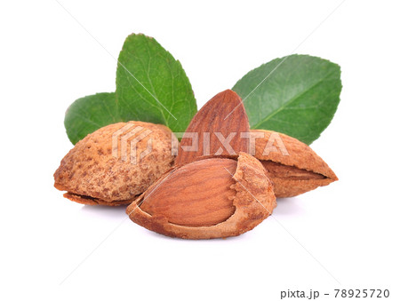Almonds on white background 78925720