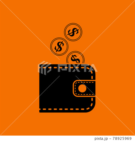 Golden Coins Fall In Purse Icon 78925969