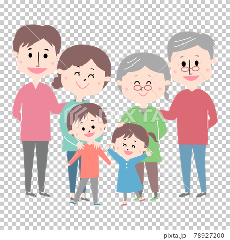 両親と子供と祖父母の家族のイラスト素材 [78927200] - PIXTA