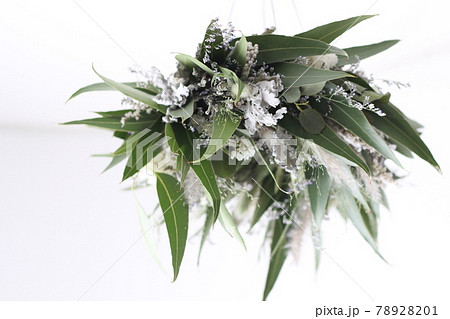 グリーンのドライフラワーリース 78928201