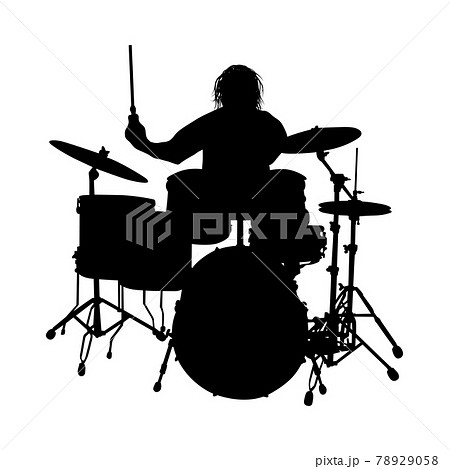 Rock Drummer Silhouetteのイラスト素材