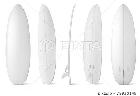 White surfboard front, side and back view 78930149