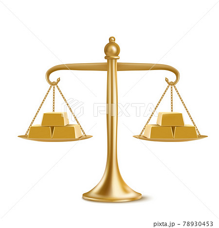 Golden bars on gold weight scales 78930453