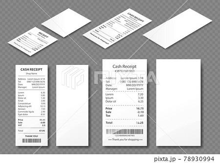 Cash receipt, paper bill, purchase invoice set Cash receipt, paper bill, purchase invoice set 78930994