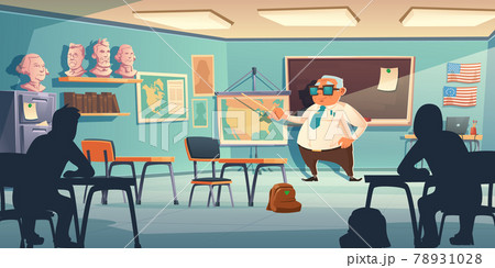 Teacher train children history in school classroom Teacher train children history in school classroom 78931028