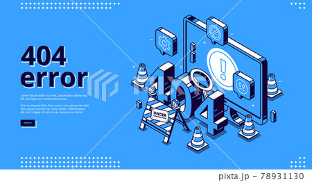 404 error isometric landing banner warning message 78931130