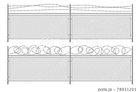 Grid fence with barbed wire. Two segments rabitz Grid fence with barbed wire. Two segments rabitz 78931201