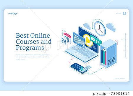 Online courses and programs isometric landing page Online courses and programs isometric landing page 78931314