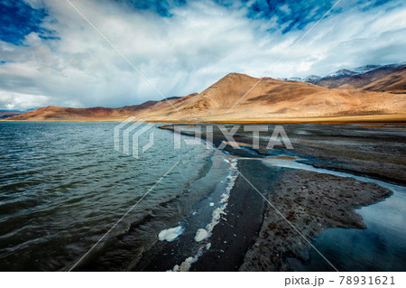 Tso Kar - fluctuating salt lake in Himalayas 78931621