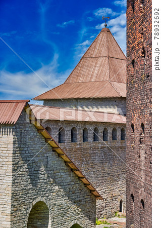 View of the old stone fortress with a watchtower 78932692