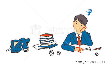 勉強のやる気が出ない男子学生 78933044