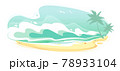 Sea Beach Landscape, Seascape Summer Banner. Seacoast with water Waves Panorama, Surf Ocean holiday backdrop. Abstract liquid frame form isolated on white background. Artistic Vector illustration 78933104
