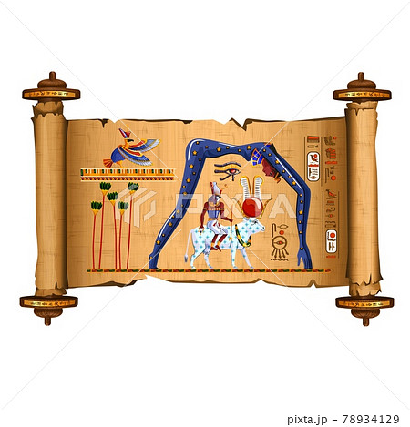 Ancient Egypt papyrus scroll cartoon vector 78934129