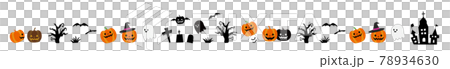 ハロウィンの装飾、おばけたち。ライン、区切り線 白背景(No.1) ハロウィンの装飾、おばけたち。ライン、区切り線 白背景(No.1) 78934630