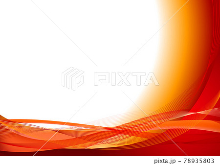 赤色の波型ウェーブ幾何学模様背景フレーム 78935803