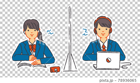 設置學生在網上課堂上自學的插圖 78936065