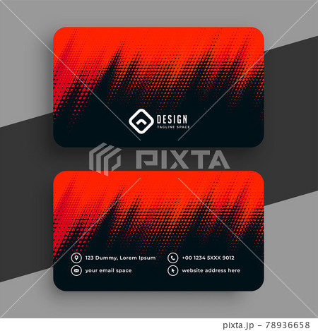 stylish red halftone black business card design 78936658