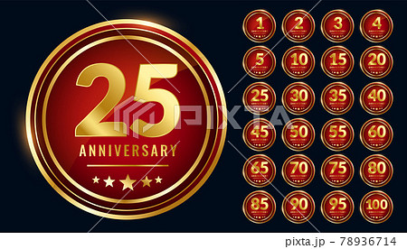 golden circular anniversary labels set 78936714