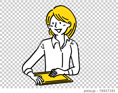 Tablet operation female work simple illustration Tablet operation female work simple illustration 78937193