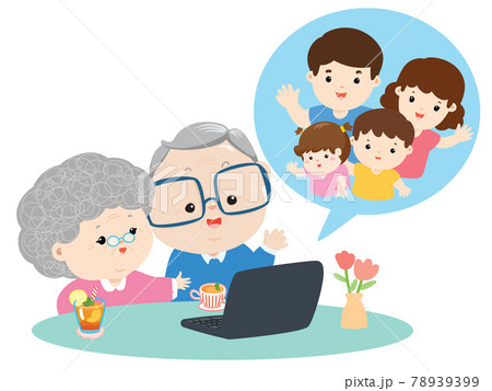 Happy family video call vector illustration. 78939399