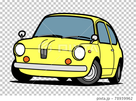 レトロな軽自動車 黄色 自動車イラストのイラスト素材