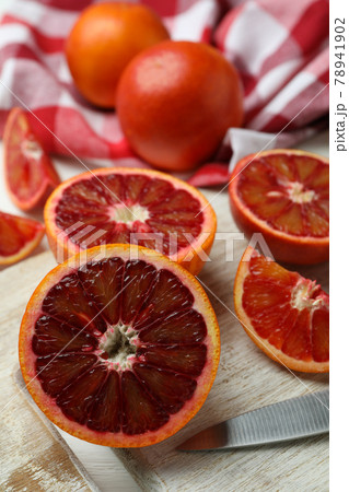 Concept of citrus with red oranges, close up 78941902