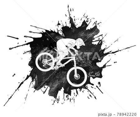 Silhouette of a cyclist on a mountain bike on an abstract background Silhouette of a cyclist on a mountain bike on an abstract background 78942220