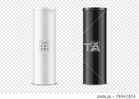 Vector 3d Realistic Blank Glossy White, Black Glossy Metal Tin Can, Canned Food, Potato Chips Packaging With Lid Set Isolated. Design Template, Mockup. Front View Vector 3d Realistic Blank Glossy White, Black Glossy Metal Tin Can, Canned Food, Potato Chips Packaging With Lid Set Isolated. Design Template, Mockup. Front View 78942824