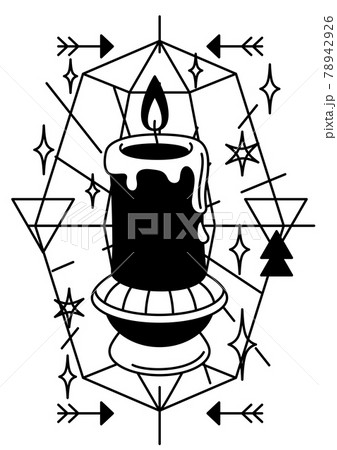 Magic illustration with candle. Mystic, alchemy, spirituality and tattoo art. Magic illustration with candle. Mystic, alchemy, spirituality and tattoo art. 78942926