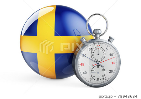 Stopwatch with flag of Sweden, 3D rendering 78943634