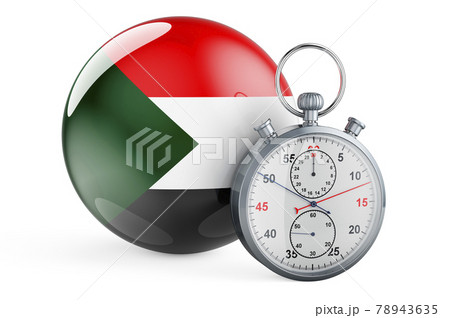 Stopwatch with flag of Sudan, 3D rendering 78943635