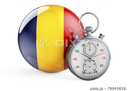 Stopwatch with flag of Romania, 3D rendering 78943638