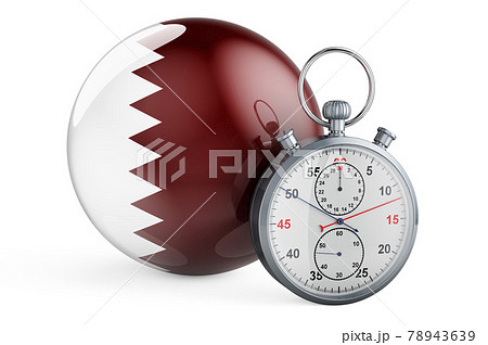 Stopwatch with flag of Qatar, 3D rendering 78943639