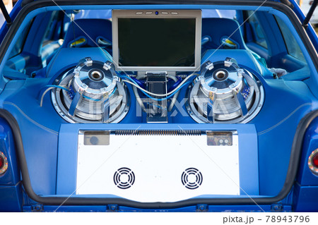 Tuning modern car with extreme powerful audio system. Tuning modern car with extreme powerful audio system. 78943796