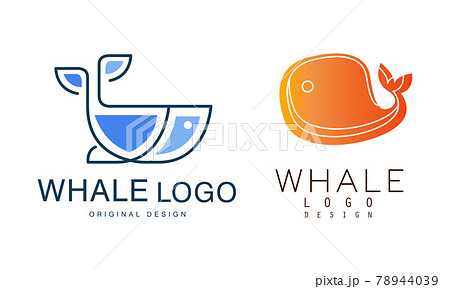 Whale Logo Design Set, Sealife, Summer Adventure, Seafood Labels, Badges Flat Vector Illustration 78944039