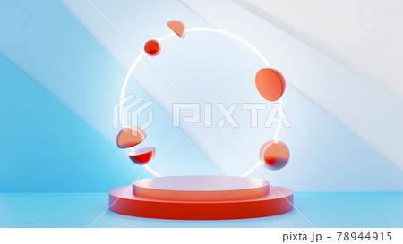 3D illustration of a platform lit by a ring light behind it 78944915