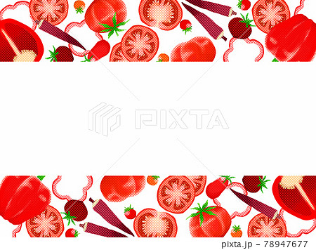 赤色の夏野菜のイラストフレームのイラスト素材