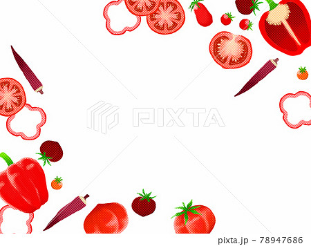 赤色の夏野菜のイラストフレームのイラスト素材