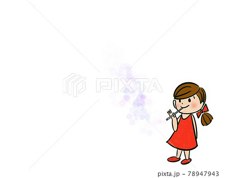 シャボン玉と女の子のイラスト素材