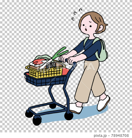 在購物車中購物的家庭主婦 78948708