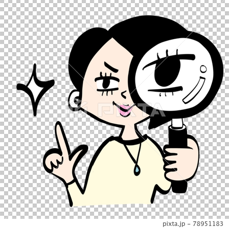 虫眼鏡で見極める女性 78951183