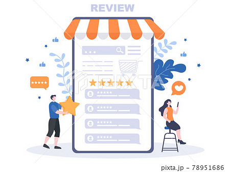 Review Vector Illustration Customer Giving Star with Good or Bad Rate From Feedback, Testimonial, Notification and User Experience Concept 78951686