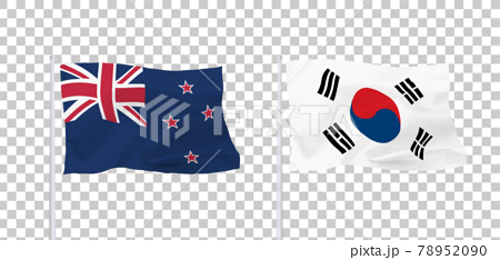 韓国とニュージーランドの国旗のイラスト素材 7590