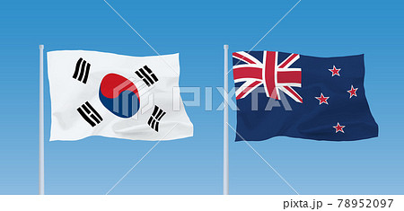 韓国とニュージーランドの国旗 78952097