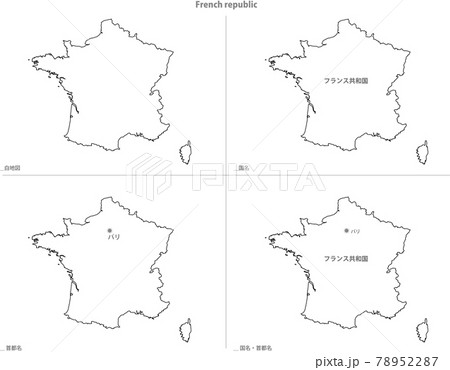 白地図 ヨーロッパ フランス共和国のイラスト素材