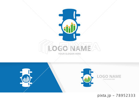 Vector spine and graph logo combination. Vertebral column and diagram logotype design template. 78952333